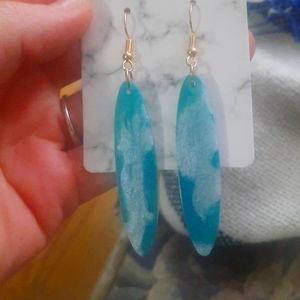 Resin oval teal earrings